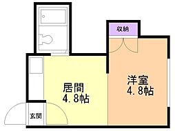 ザ・ハイネス水車町 1DKの間取図画像