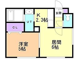 ルミエールサガノ2 1LDKの間取図画像