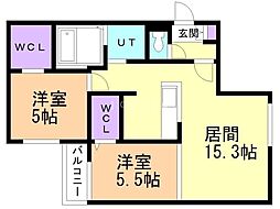 TSUKISAMUGROOVE 2LDKの間取図画像