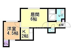 シャングリラ美園 1LDKの間取図画像