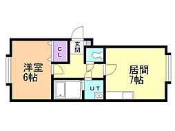 アークガーデン平岸5-7A 1DKの間取図画像