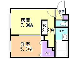 FLOSPROVAHiragishi 1DKの間取図画像
