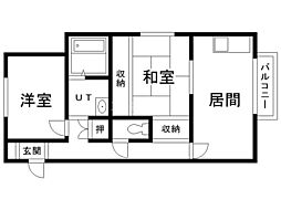 クチュール月寒東 2DKの間取図画像