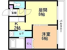 NFPガーデン月寒西 1LDKの間取図画像