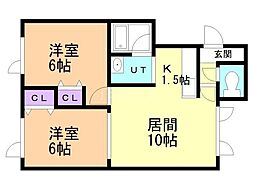 マンションエム 2LDKの間取図画像