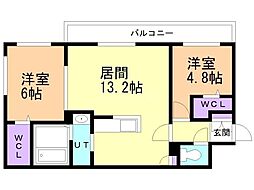 ララコム澄川 2LDKの間取図画像