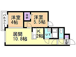 ラフィナート豊平公園 2LDKの間取図画像