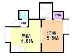 サンパレス美園 1DKの間取図画像