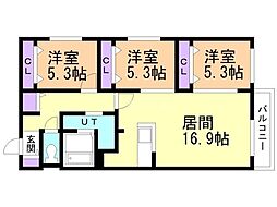 ZABOHILLSKITAHIROSIMA1 3LDKの間取図画像
