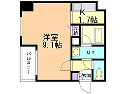 アルティ美園 1Kの間取図画像