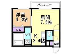ASITA大曲 1LDKの間取図画像