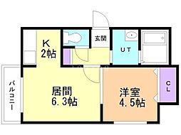 札幌市豊平区平岸四条7丁目マンション 1LDKの間取図画像