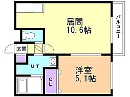 エステラ美園B館 1LDKの間取図画像