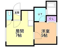 ピュアライフ平岸B 1DKの間取図画像