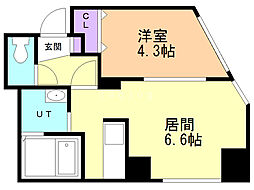 ラポム美園 1LDKの間取図画像