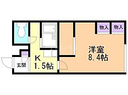 レオパレスエスペールポナール 1Kの間取図画像