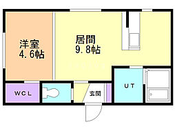 クレイパレス中の島 1LDKの間取図画像