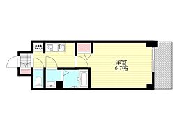 阪急千里線 淡路駅 徒歩4分の賃貸マンション 4階1Kの間取り