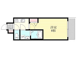 おおさか東線 JR淡路駅 徒歩10分の賃貸マンション 2階1Kの間取り