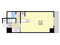 阪急千里線 山田駅 徒歩2分の賃貸マンション 6階ワンルームの間取り