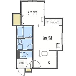 プラトリーナ澄川 1LDKの間取図画像