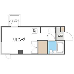 タイム15 1Kの間取図画像