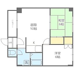 コーポラス河合 2LDKの間取図画像