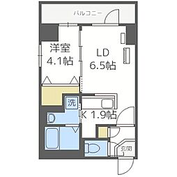 グランカーサ南6条 1LDKの間取図画像