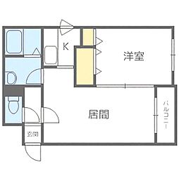 メーラ平岸 1LDKの間取図画像