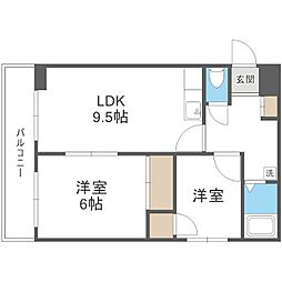 第1粕谷マンション 2LDKの間取図画像