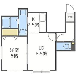 イコル栄通 1LDKの間取図画像