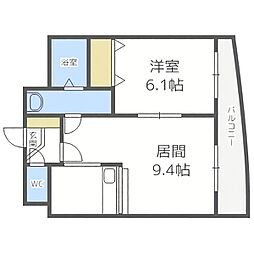 ハイドパーク 1LDKの間取図画像