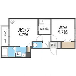 コンフォート白石 1LDKの間取図画像