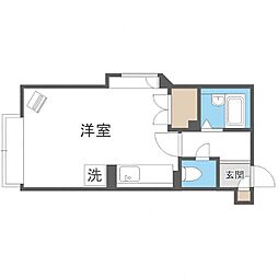 ドムス美園2-5 ワンルームの間取図画像