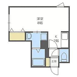 リーブル南円山 1Kの間取図画像