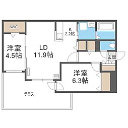 札幌市豊平区平岸五条13丁目マンション 2LDKの間取図画像