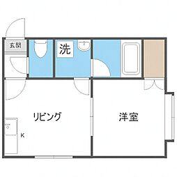 札幌市営東豊線 美園駅 徒歩7分の賃貸アパート 2階1LDKの間取り