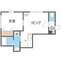 札幌市営南北線 南平岸駅 徒歩5分の賃貸アパート 2階1LDKの間取り