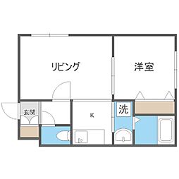 札幌市営南北線 平岸駅 徒歩1分の賃貸マンション 3階1DKの間取り