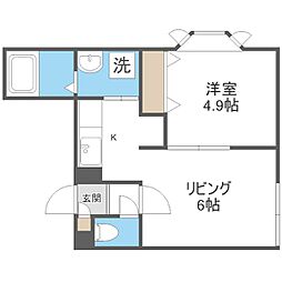 札幌市営南北線 平岸駅 徒歩7分の賃貸アパート 2階1LDKの間取り