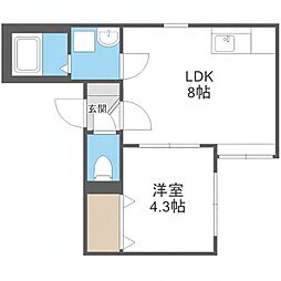 札幌市営東豊線 豊平公園駅 徒歩2分の賃貸マンション 3階1LDKの間取り