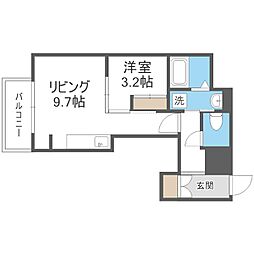 札幌市営東豊線 豊平公園駅 徒歩3分の賃貸マンション 5階1LDKの間取り