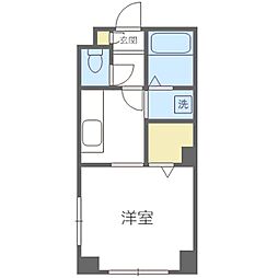 札幌市営東西線 白石駅 徒歩6分の賃貸マンション 4階1Kの間取り