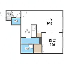 札幌市営南北線 平岸駅 徒歩7分の賃貸マンション 4階1LDKの間取り