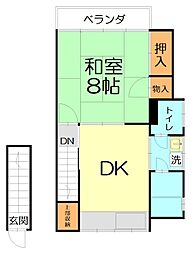 小野ハイツ 1DKの間取図画像