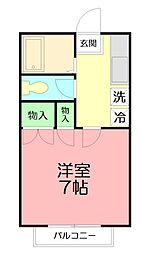 羽黒コーポ 1Kの間取図画像
