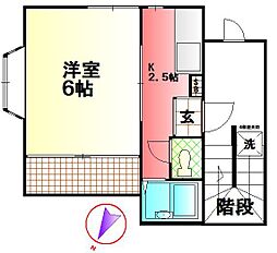 陽輪台MUハイム 1Kの間取図画像