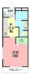 ジュネス・宮坂 1Kの間取図画像
