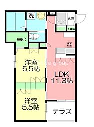 湘南東八幡レジデンスイースト 2LDKの間取図画像