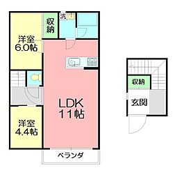 アパート 2LDKの間取図画像